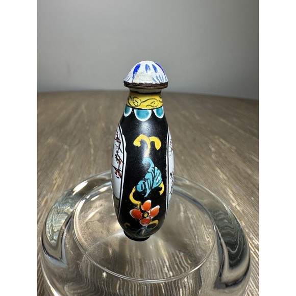 Chinese Snuff Bottle - Metal with Hand Painted Enamel - River Scenes - Picture 5 of 11